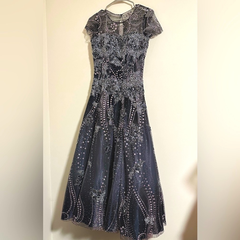 Jovani mesh glitter embellished full length gown dress prom inaugural ball